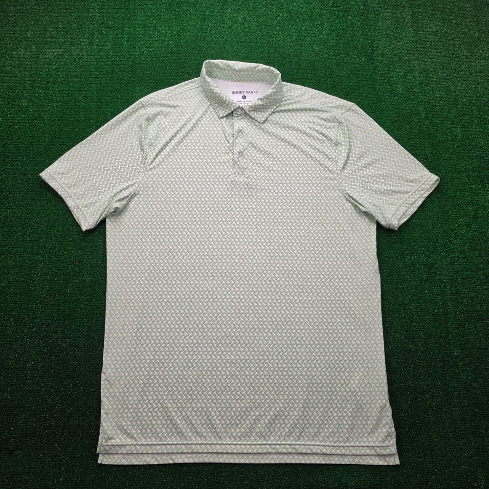 Short Par 4 Golf‎ Performance Polo Shirt Mens Large Green World Amateur AOP